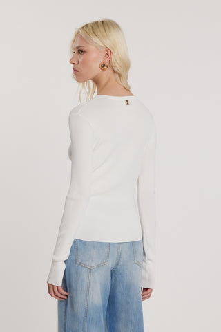 Cardigan SEMILY maniche lunghe girocollo con bottoncini costina