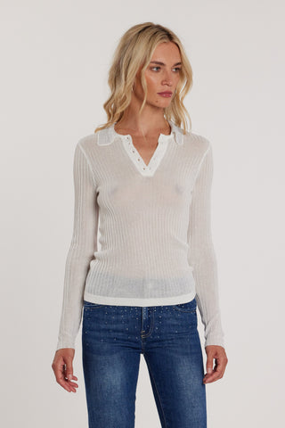 Maglia LOLA maniche lunghe polo con strass costina