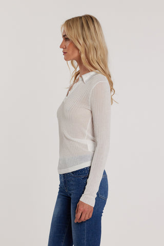 Maglia LOLA maniche lunghe polo con strass costina