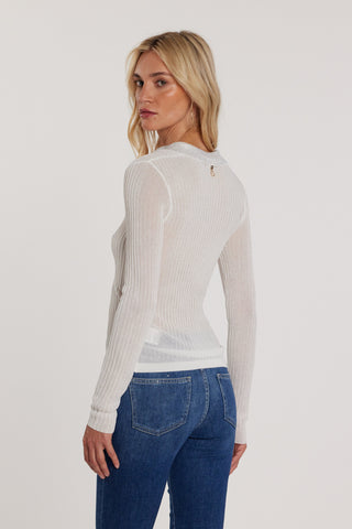 Maglia LOLA maniche lunghe polo con strass costina