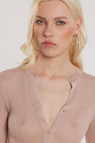Cardigan ROAN maniche lunghe con bottoncini più strass costina