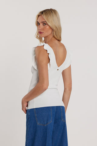 Canotta MASTROIANNI con rouches doppio scollo a V costina