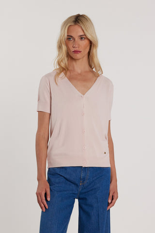 Cardigan CASTA maniche corte scollo a V con bottoncini