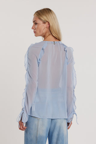 Blusa DIAMY maniche lunghe con rouches più laccetti
