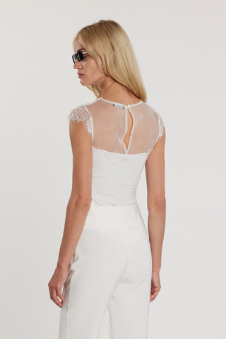 Body BASIS maniche corte con inserti tulle più pizzo