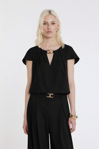 Blusa CAPUCINE corta maniche corte con goccia più passante logo