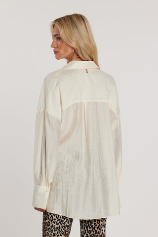 Blusa HALLE lunga maniche lunghe con incrocio più laccetto sul fianco più gale over