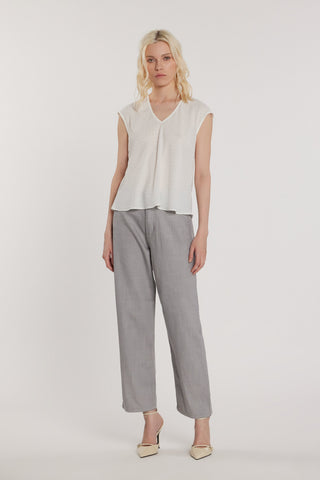 Blusa LAVOLPE maniche corte aletta scollo a V con strass all over