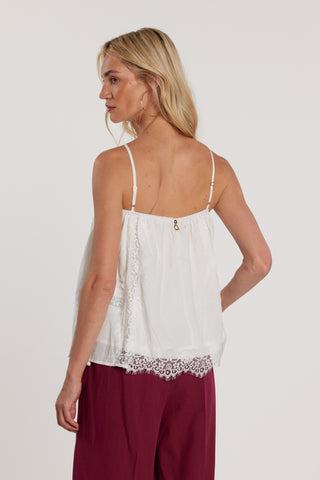 Top ZETA con laccetto al collo più elastico più inserti pizzo