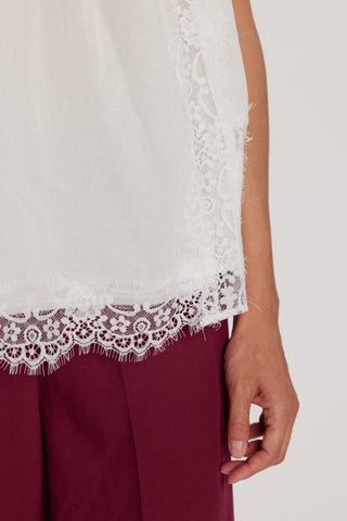 Top ZETA con laccetto al collo più elastico più inserti pizzo