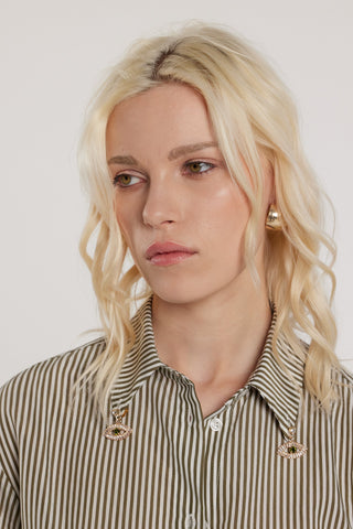 Camicia ARDITI maniche lunghe con tasca a punta più spille occhio con strass righe