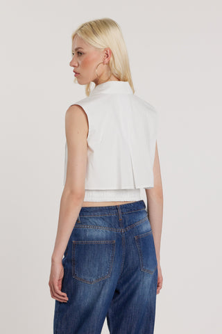 Camicia ALEXANDRA corta smanicata con pannello plissé più elastico sul fondo