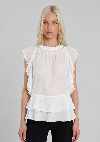 Blusa TERENZIO senza maniche gale mussola