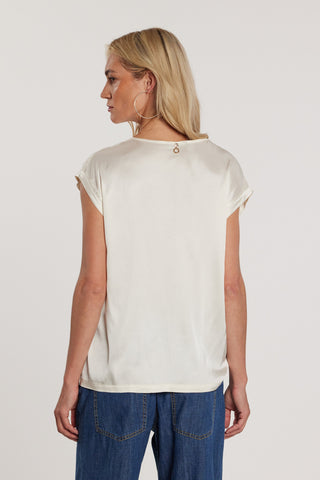 Blusa PERLEI maniche corte aletta scollo a V raso