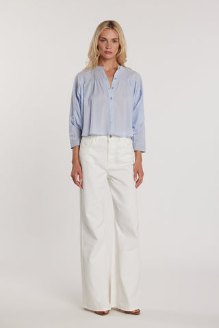 Camicia BALDWIN corta maniche tre quarti pipistrello con pieghe più collo coreano