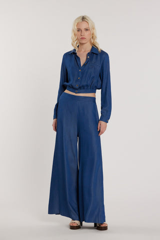 Camicia CANDYS maniche lunghe con elastico sul fondo denim