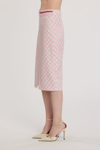 Longuette VINCENT con dettaglio cintura più spacco centrale stampa logo all over