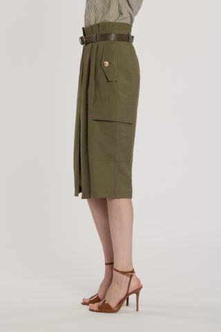 Longuette CLERY vita alta con patte più tasconi più cintura più spacco