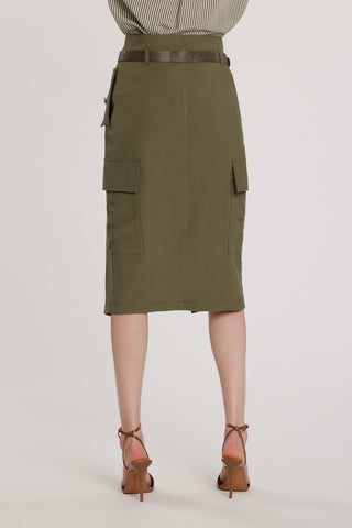 Longuette CLERY vita alta con patte più tasconi più cintura più spacco