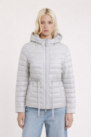 Piumino KIDMAN maniche lunghe con zip più inserti gros grain più cappuccio con coulisse più cintura impuntura stretta