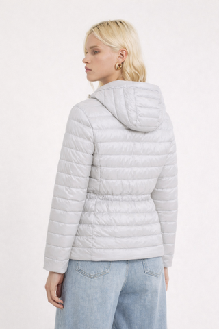 Piumino KIDMAN maniche lunghe con zip più inserti gros grain più cappuccio con coulisse più cintura impuntura stretta