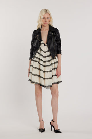 Giubbino BIRKIN maniche lunghe chiodo con zip ecopelle