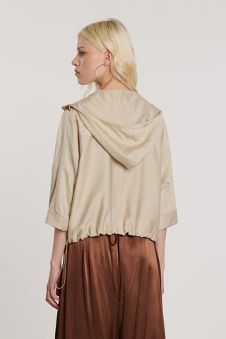 Giubbino LORYSA maniche tre quarti pipistrello con cappuccio più tasche più zip più coulisse