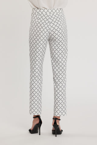 Pantalone CLAUDIETTE vita alta con dettaglio cintura più stampa logo all over