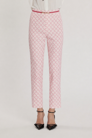 Pantalone CLAUDIETTE vita alta con dettaglio cintura più stampa logo all over