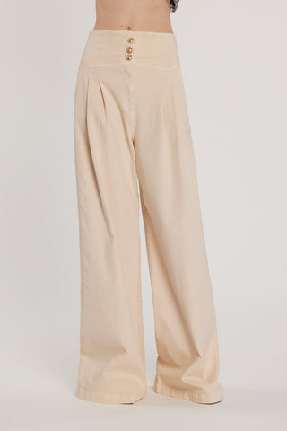 Pantalone HILLER vita alta palazzo con bustino alto più stringhe più tasche più pinces