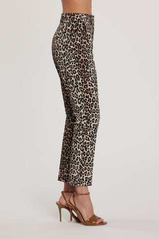 Pantalone MOUG vita alta con tasche francesi fantasia animalier
