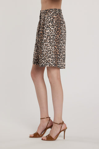 Bermuda CONNELLY vita alta con elastico più tasche francesi più pinces fantasia animalier