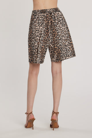 Bermuda CONNELLY vita alta con elastico più tasche francesi più pinces fantasia animalier