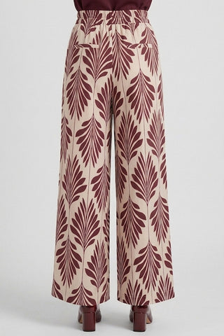 Pantalone LAMAR con fiocco davanti fantasia foglie