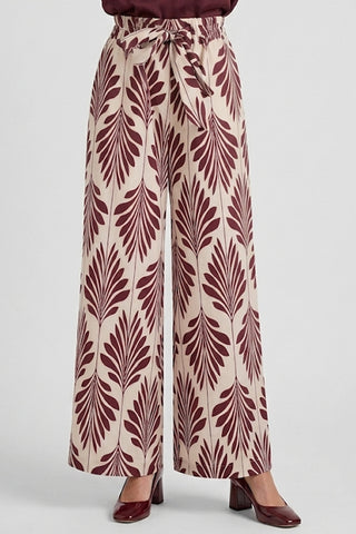 Pantalone LAMAR con fiocco davanti fantasia foglie