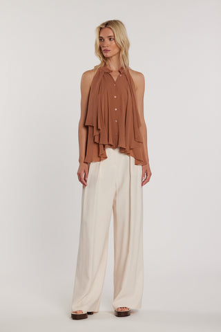 Pantalone ARABIAM vita alta palazzo con tasche francesi più filetto più pinces più passanti