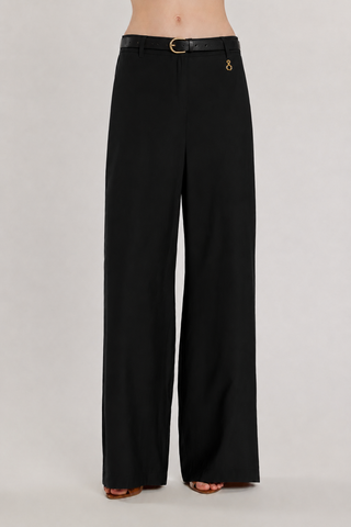 Pantalone PREZIOSA_P vita alta palazzo con cintura più tasche francesi più filetto