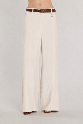 Pantalone PREZIOSA_P vita alta palazzo con cintura più tasche francesi più filetto