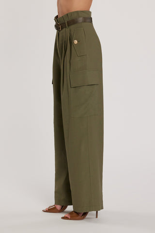 Pantalone TECTION vita alta con patte più tasconi più cintura