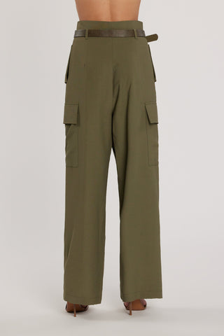 Pantalone TECTION vita alta con patte più tasconi più cintura