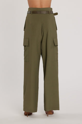 Pantalone TECTION vita alta con patte più tasconi più cintura