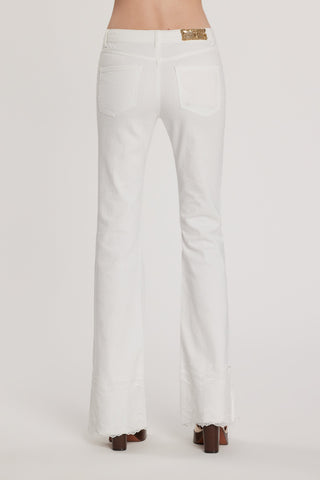 Pantalone SCHIFFERONE_10 vita media cinque tasche con applicazioni più pizzo più spacco laterale flaire fit bull