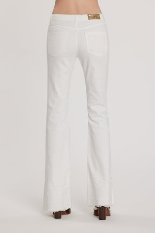 Pantalone SCHIFFERONE_10 vita media cinque tasche con applicazioni più pizzo più spacco laterale flaire fit bull