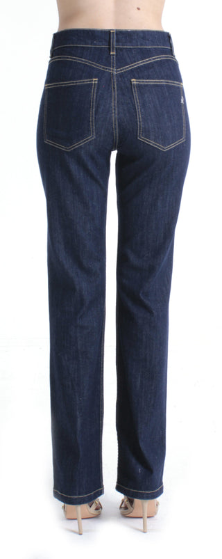 Pantalone JOLIE_20 vita alta con borchie color cigarette fit denim blu