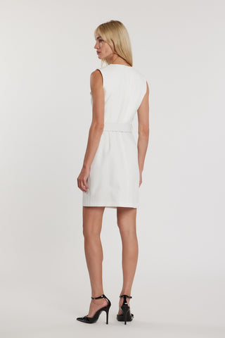 Abito ALEJANDRA corto smanicato effetto chiodo con zip più cintura