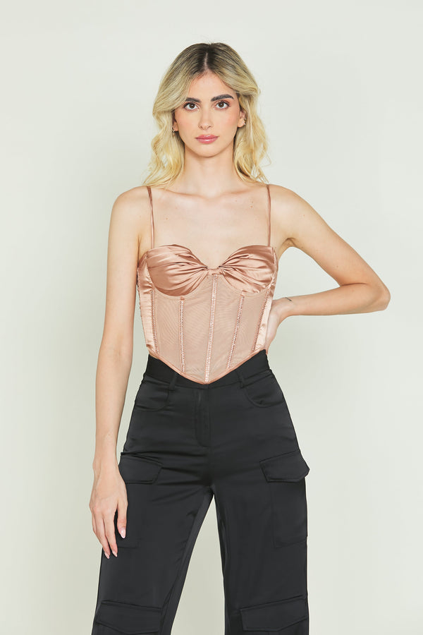 Top DEPOSE bustiere in raso con strass