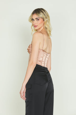 Top DEPOSE bustiere in raso con strass