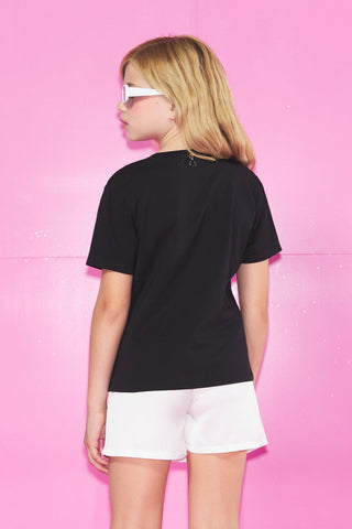 T-Shirt CHERIMI mezza manica Cuore Tulle più Profili Strass