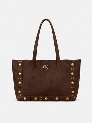Borsa HARUKA due manici con snap più borchie più occhielli più logo eco-camoscio