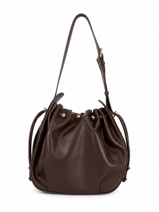 Borsa YUMI secchiello con coulisse più zip in ecopelle